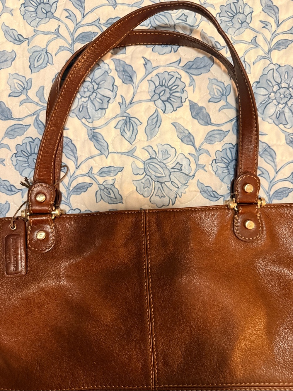 Liz Claiborne Genuine Leather Tote Bag Brown Large Shoulder Bag Shopper Purse - Picture 6 of 13